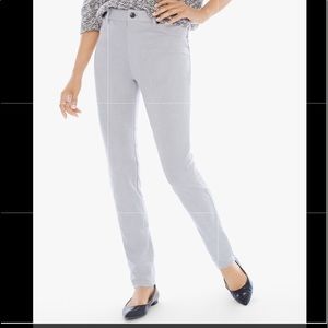 Chico's Soft Faux Suede Gray High Rise Pull On Straight Stretch Pant 33 Petite